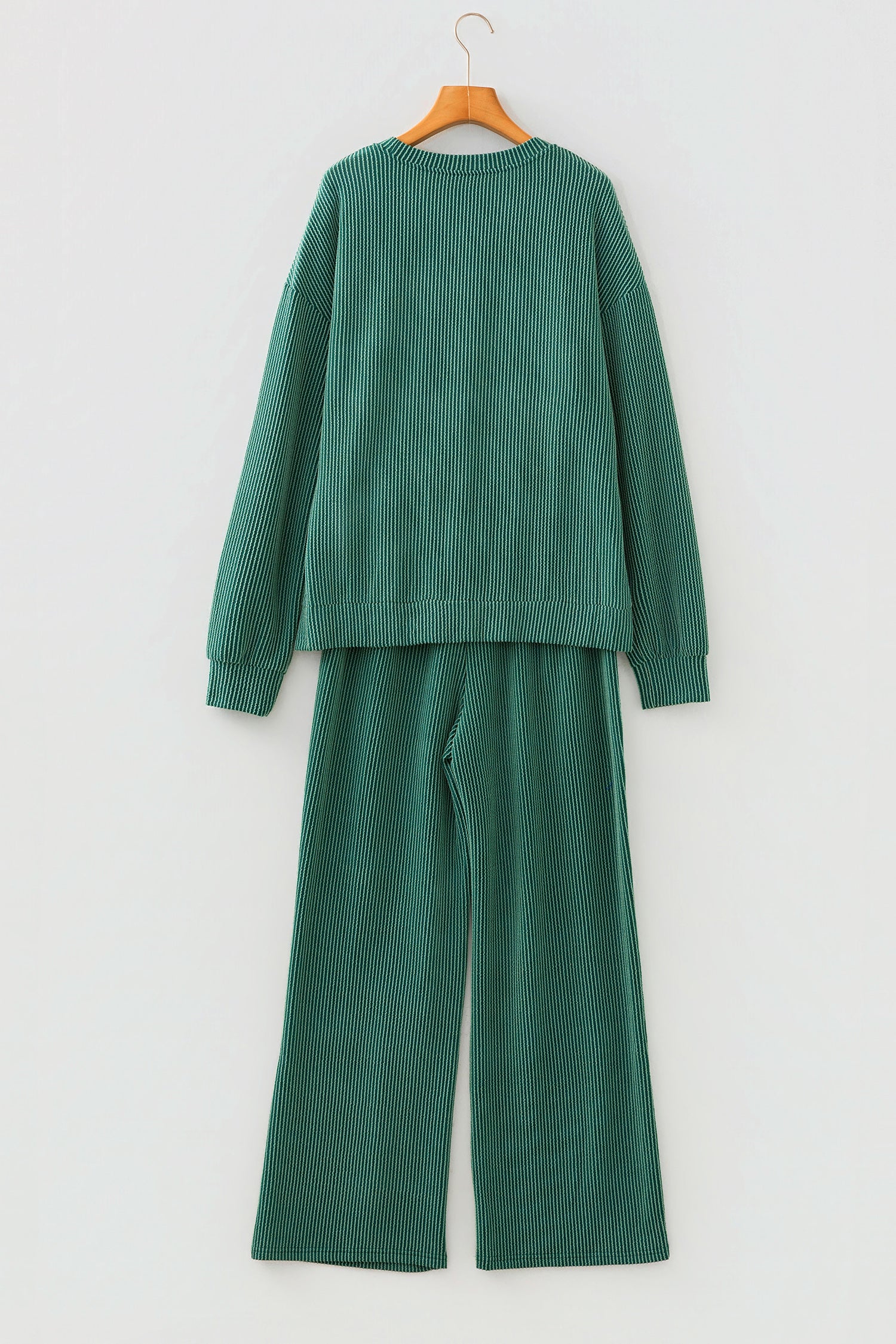 Black MERRY Corded Long Sleeve Top and Pockets Pants Set