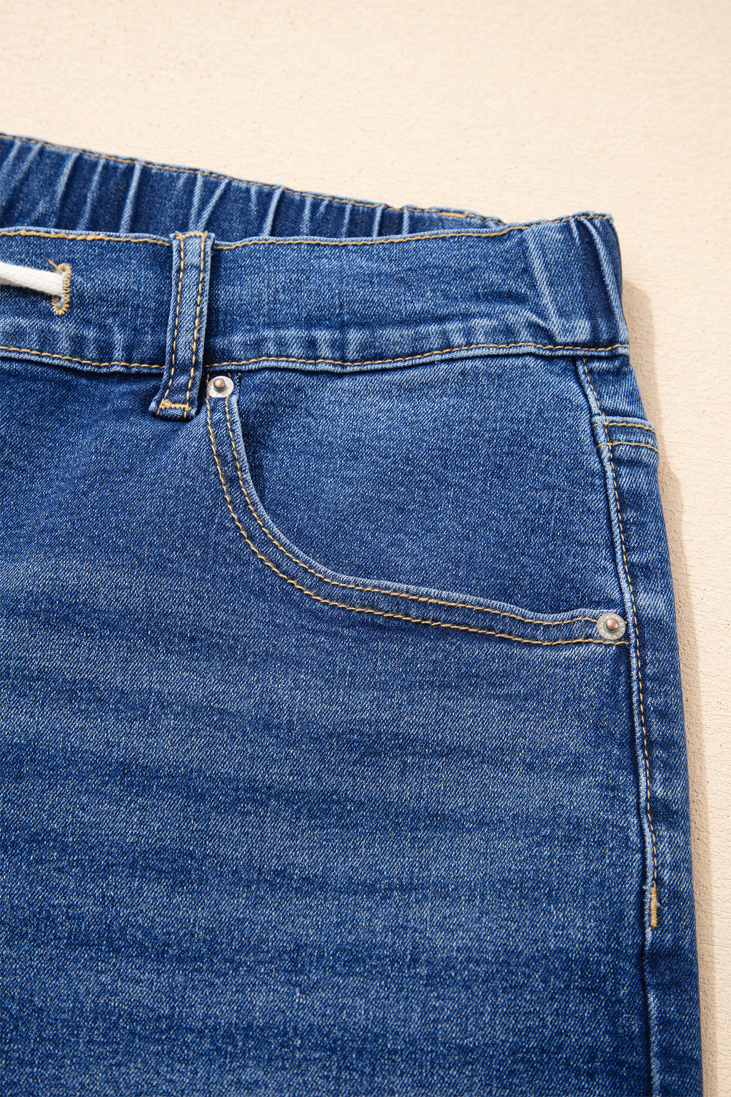 Blue Acid Wash Contrast Lace-up Plus Size Jeans