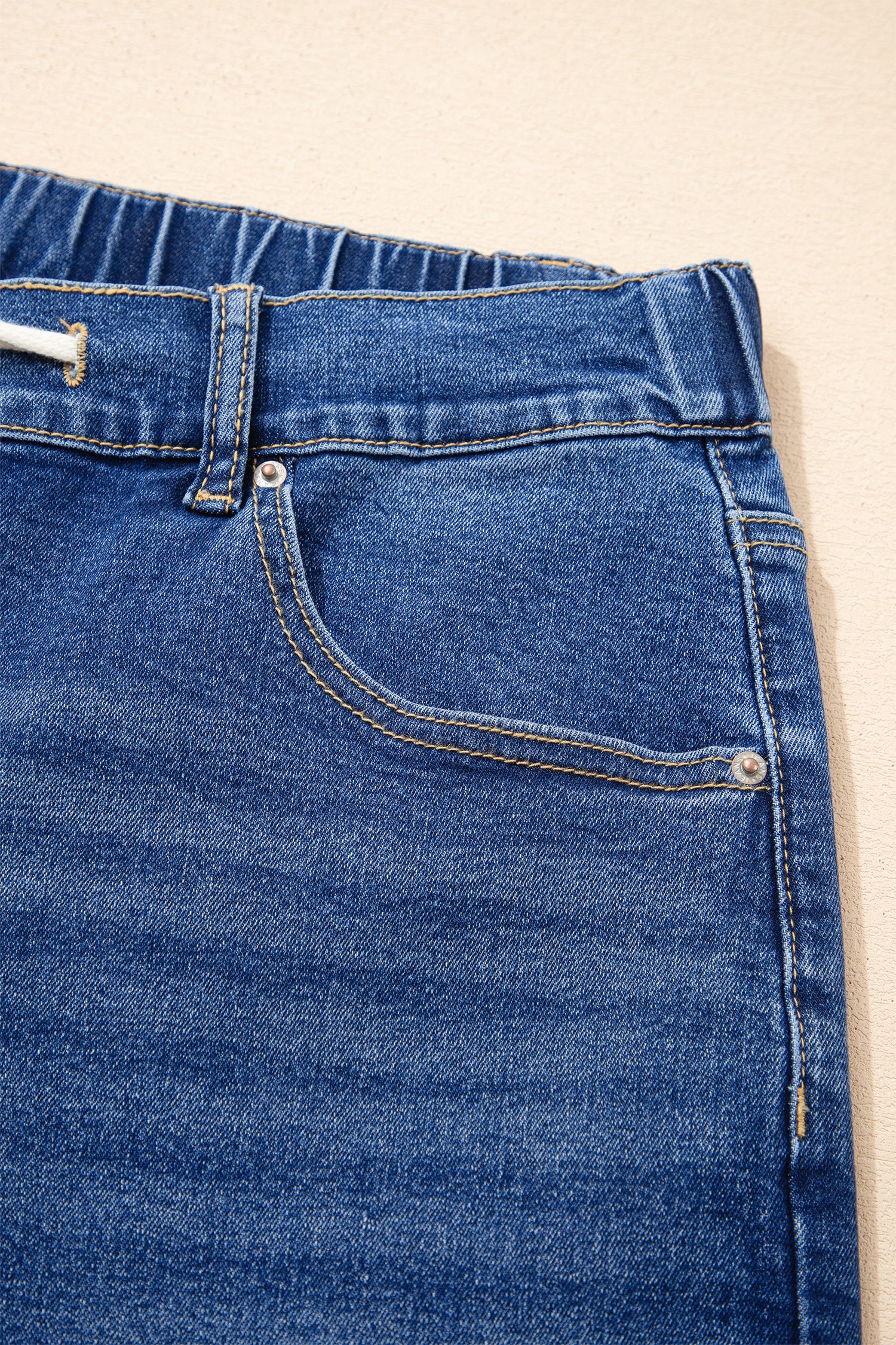 Blue Acid Wash Contrast Lace-up Plus Size Jeans