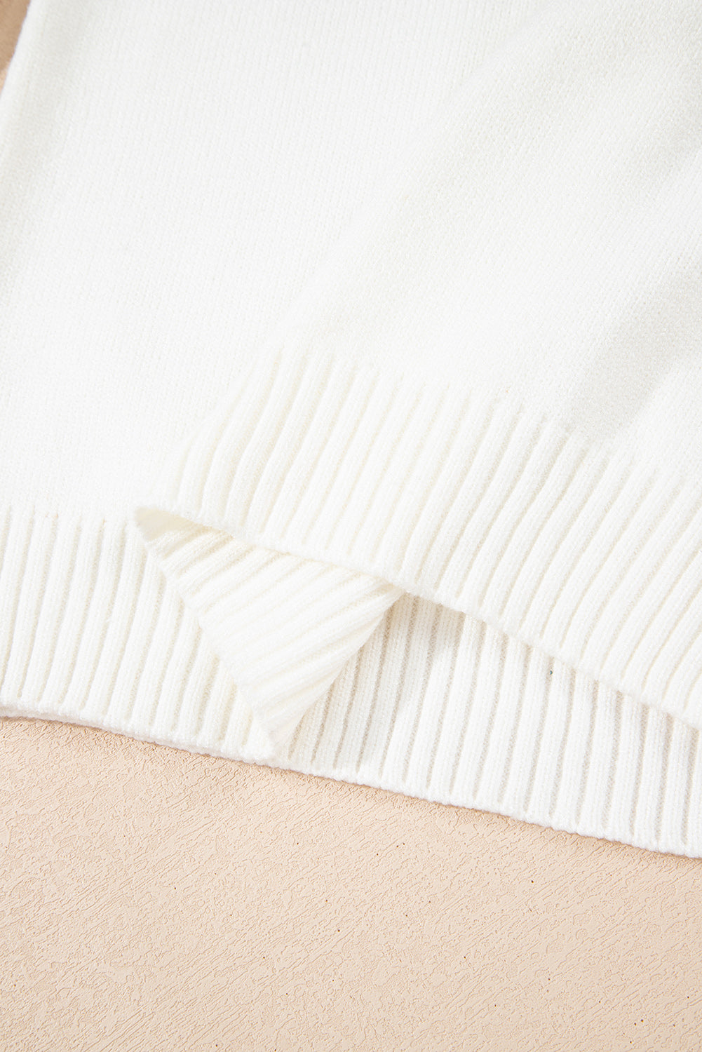 White Ethnic Geometric Colorblock Print Drop Shoulder Sweater