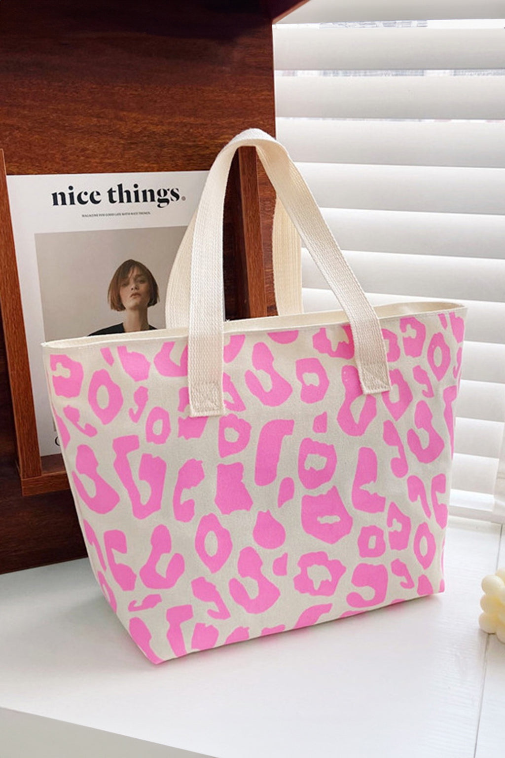 Black Leopard Print Canvas Tote Bag