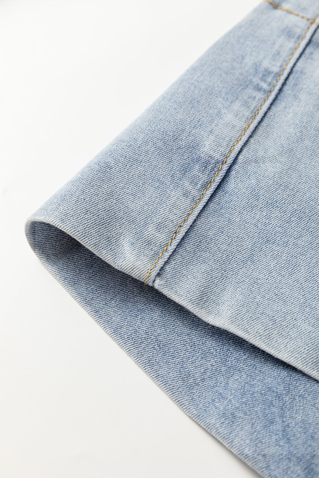 Beau Blue Mid Rise Pearl Embellished Split Wide Leg Jeans