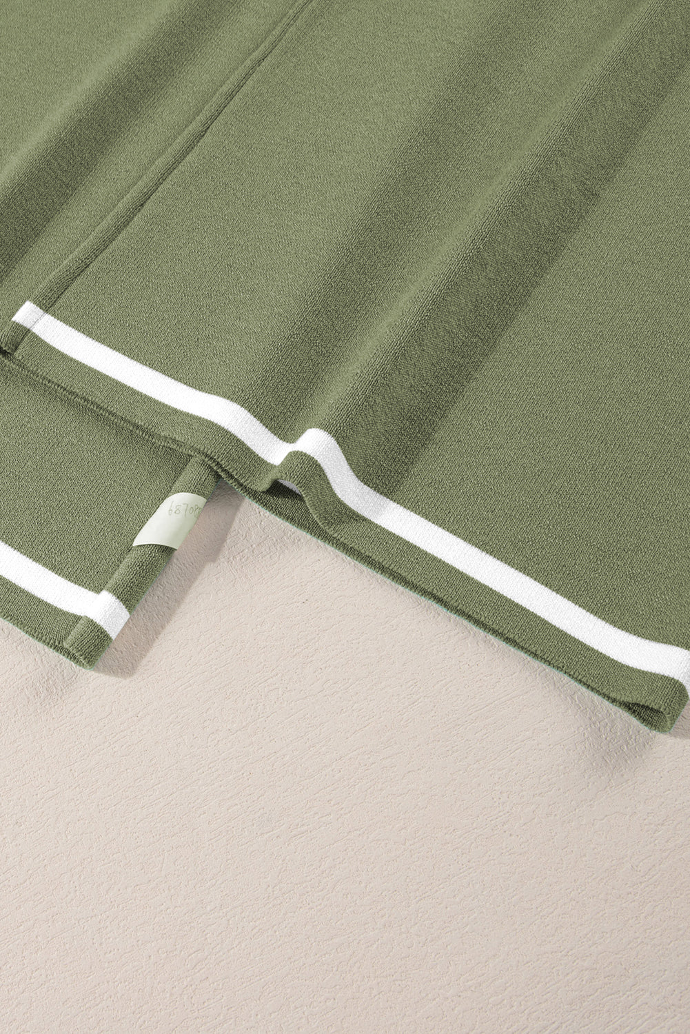 Blackish Green Contrast Trim Half Sleeve Top Drawstring Pants Loose 2pcs Sweater Suit