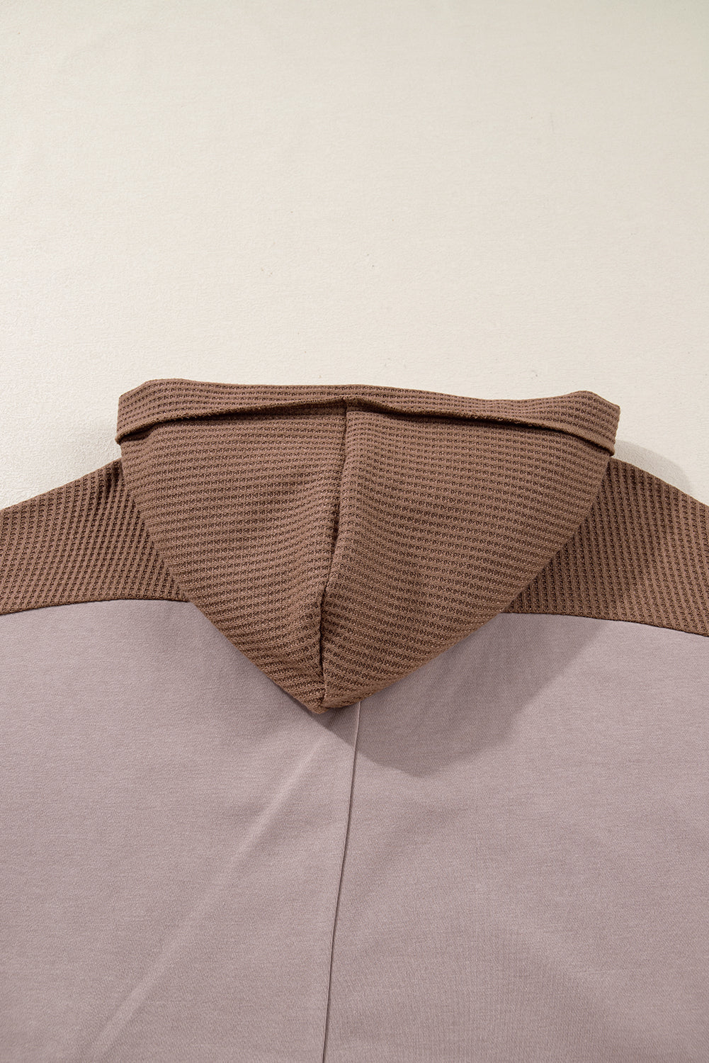 Goat Waffle Contrast Patchwork Plus Size Pocketed Hoodie