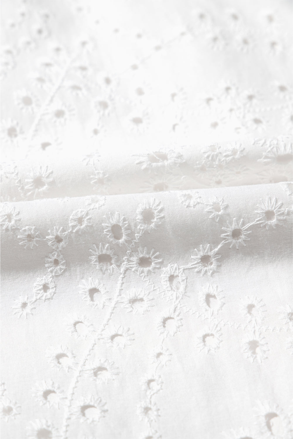 White Floral Eyelet Embroidered Sleeveless Shift Dress