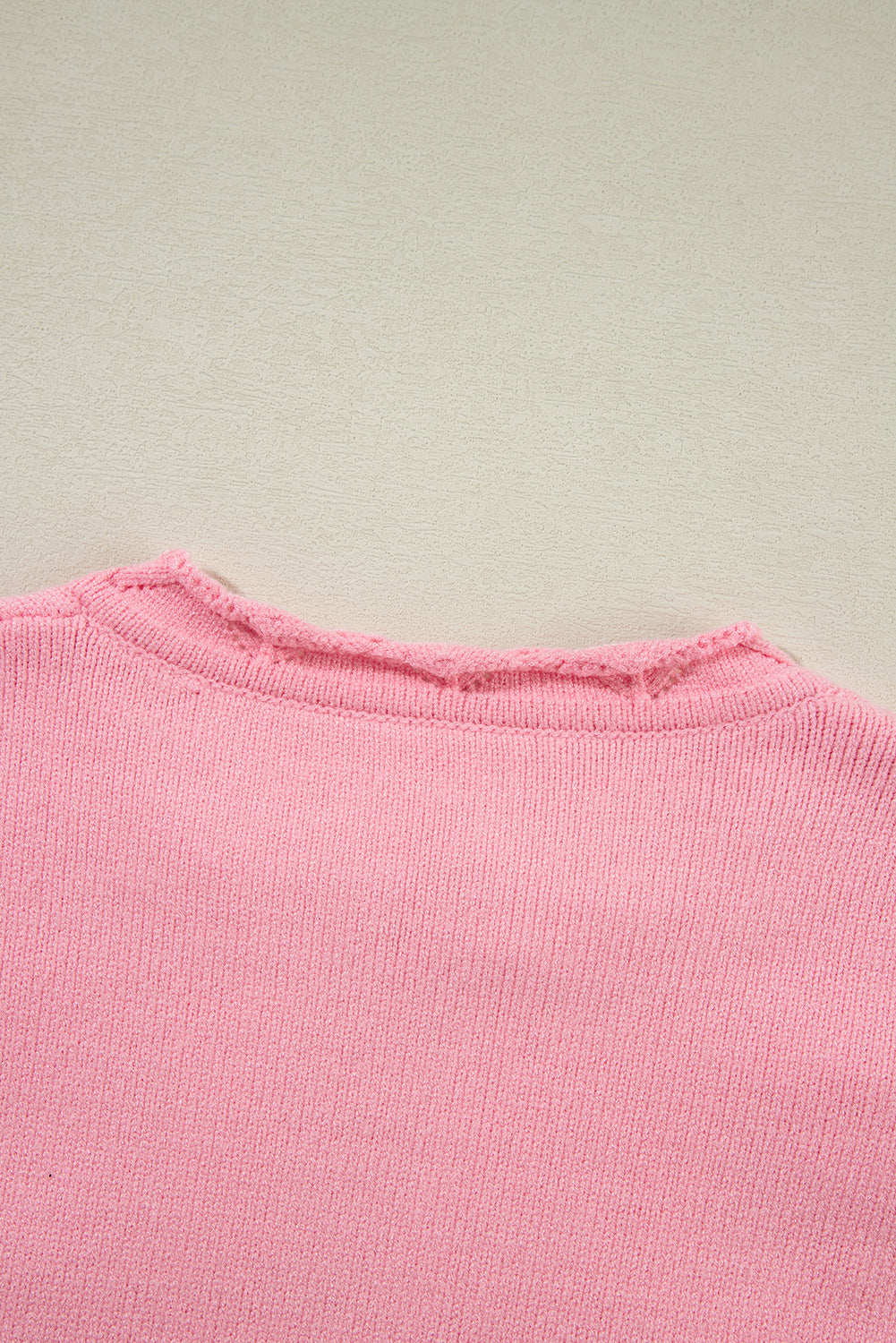 Beau Blue Flower Detail Knitted Notched Neck Sweater