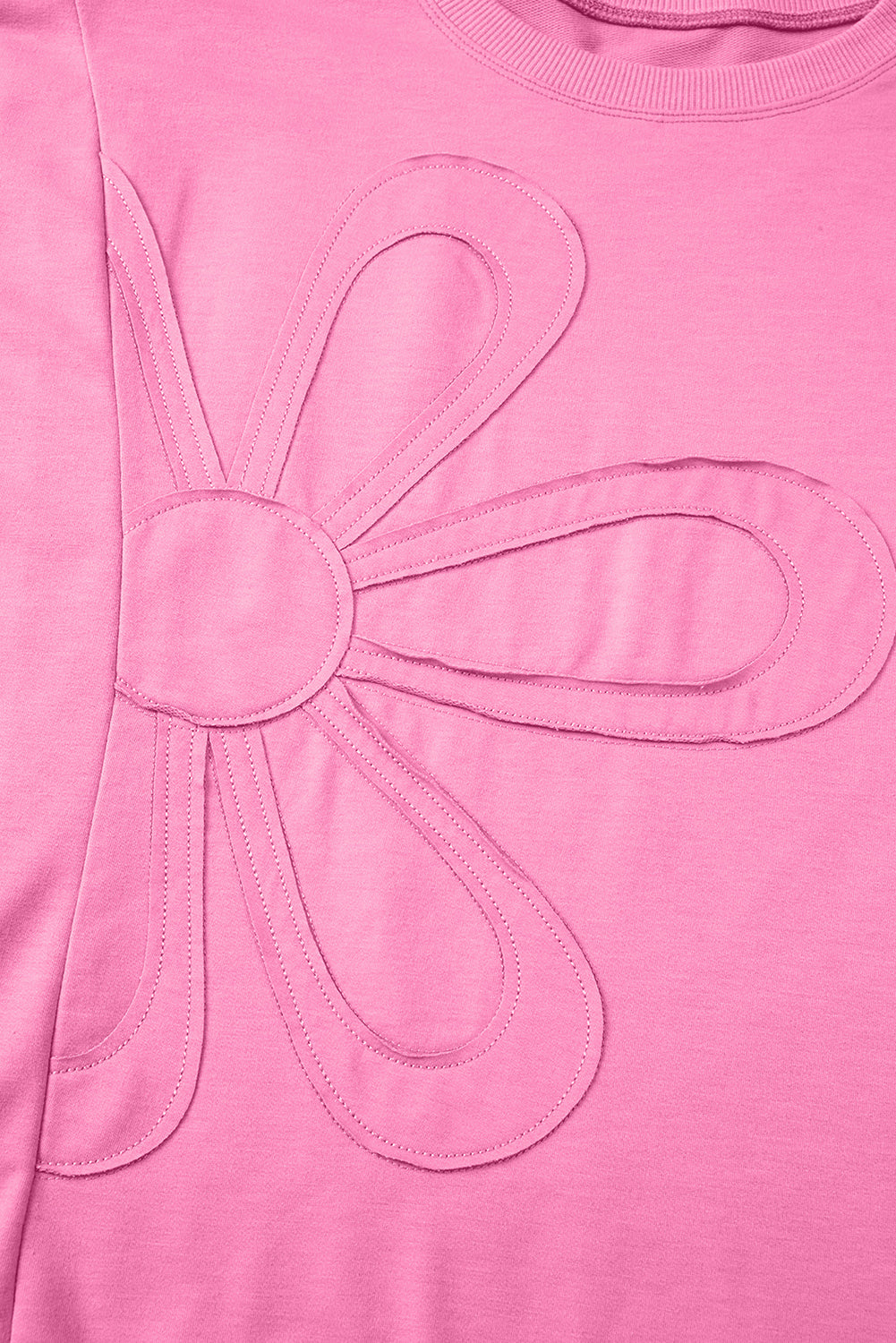 Pink Flower Patch Mineral Washed Terry Knit Cropped Wide Leg Pants