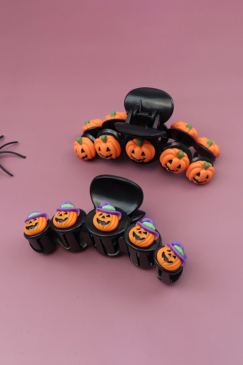 Russet Orange Halloween Pumpkin Design Acrylic Hair Claw Clip
