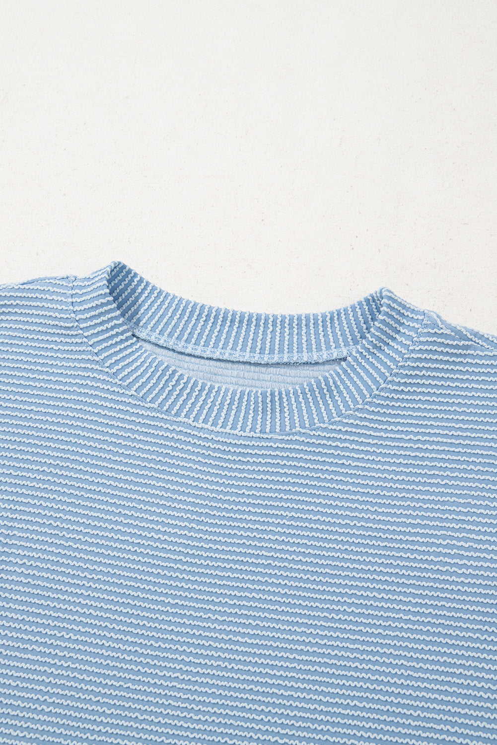 Bright Pink Plain Corded Knit Mock Neck T Shirt