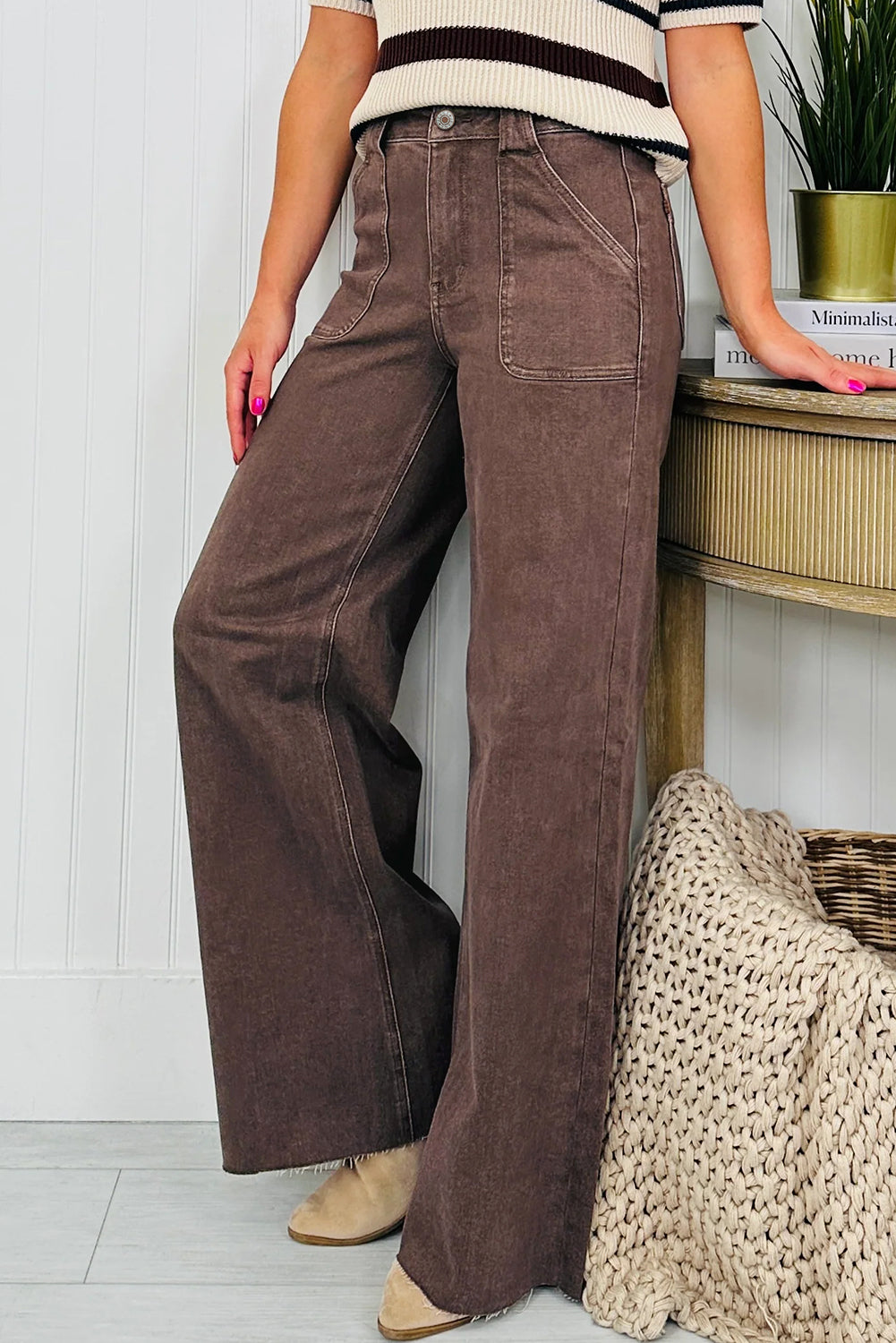 Dusk Blue Retro Washed Patch Pocket Loose Jeans