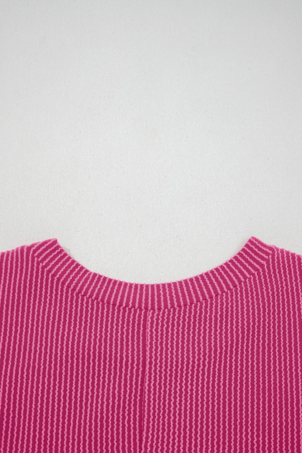 Bright Pink Striped Ribbed Knit T-shirt Shift Dress
