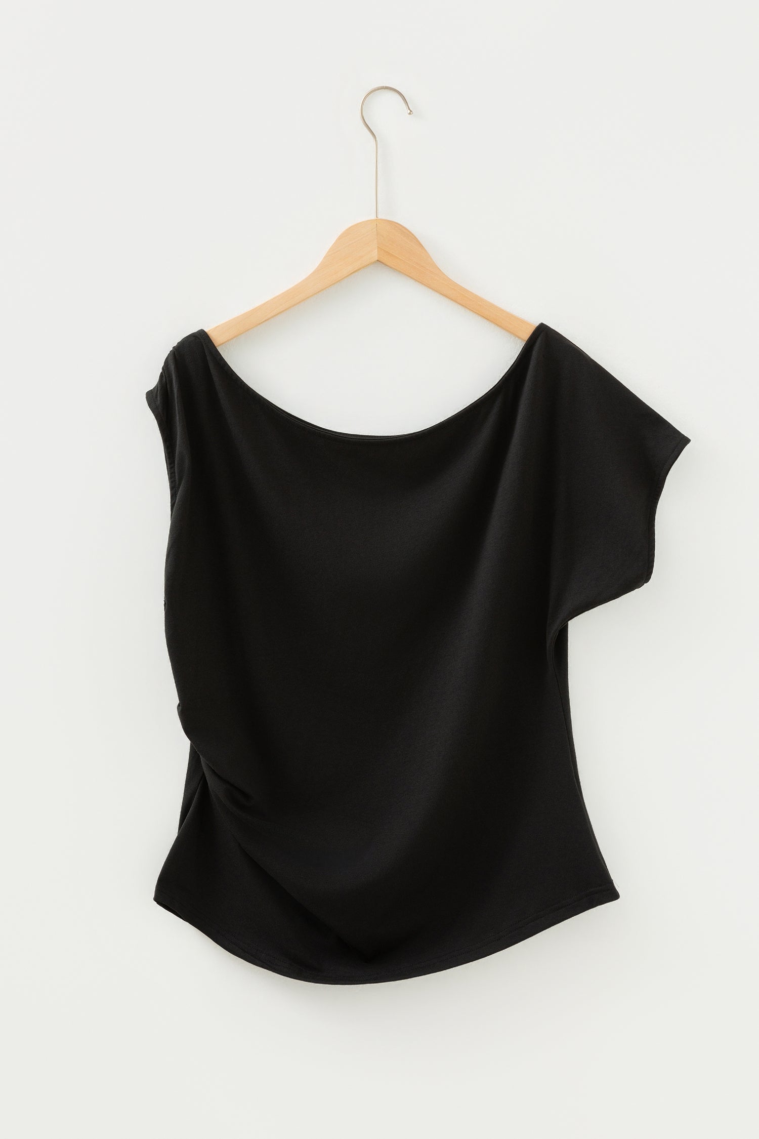 Coffee Plus Size Solid Color Asymmetric Neck Short Sleeve Blouse
