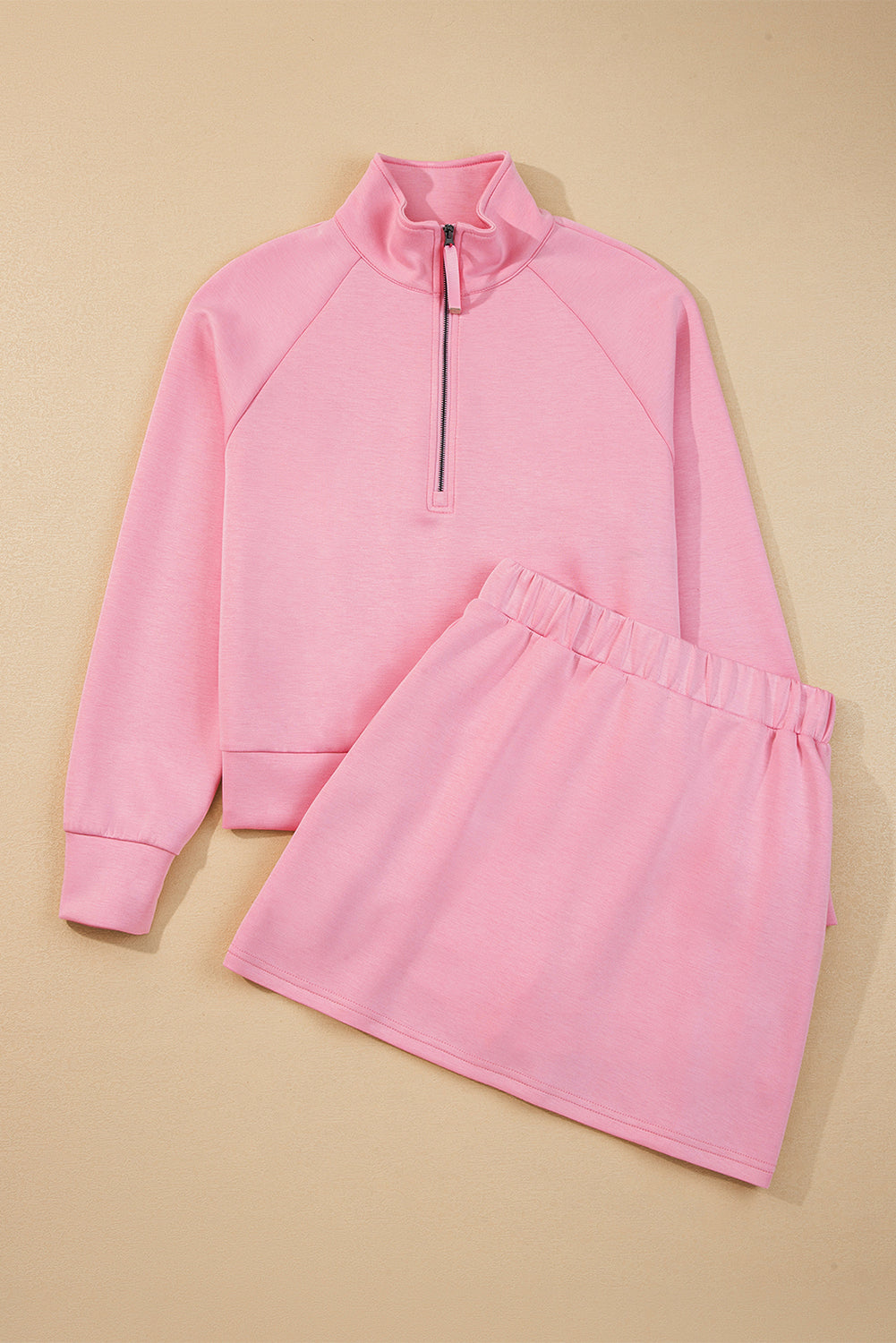 Dark Blue Half Zip Sporty Pullover Mini Skort 2pcs Outfit