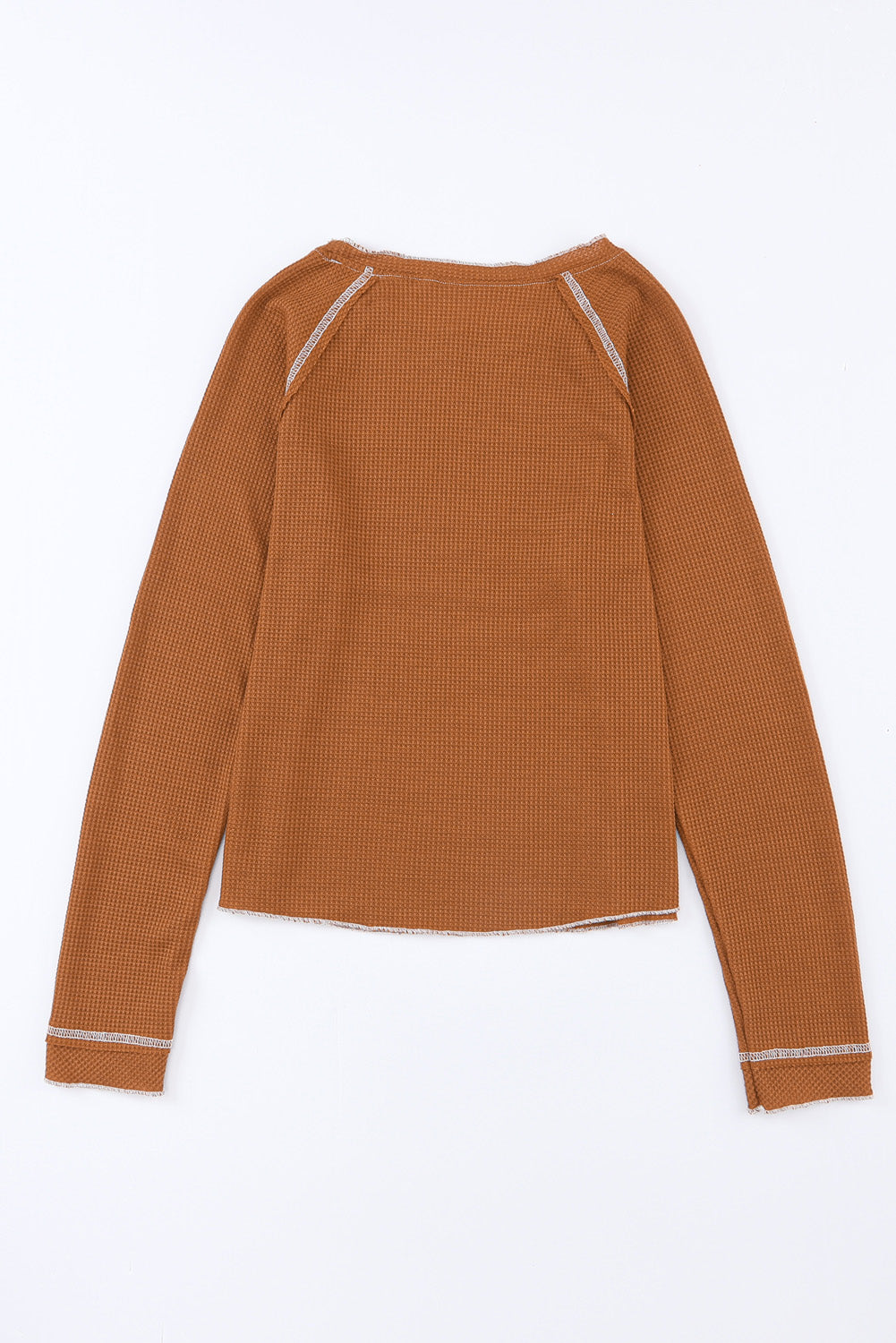 Smoke Gray Textured Round Neck Long Sleeve Top