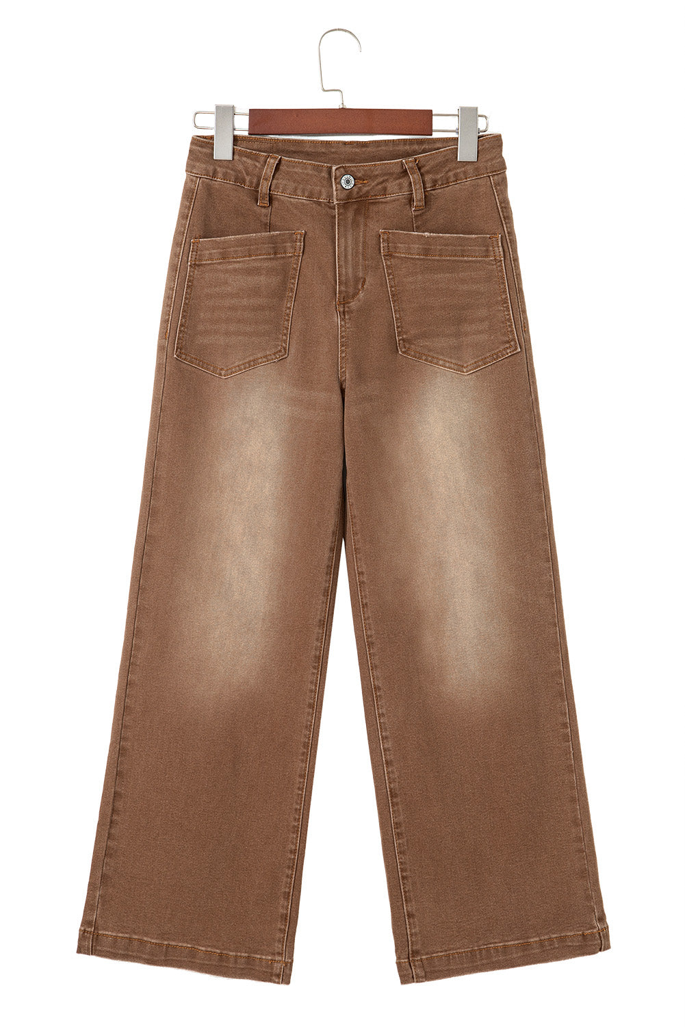 Brown Mimimalist Patch Pocket Womens Shift Jeans