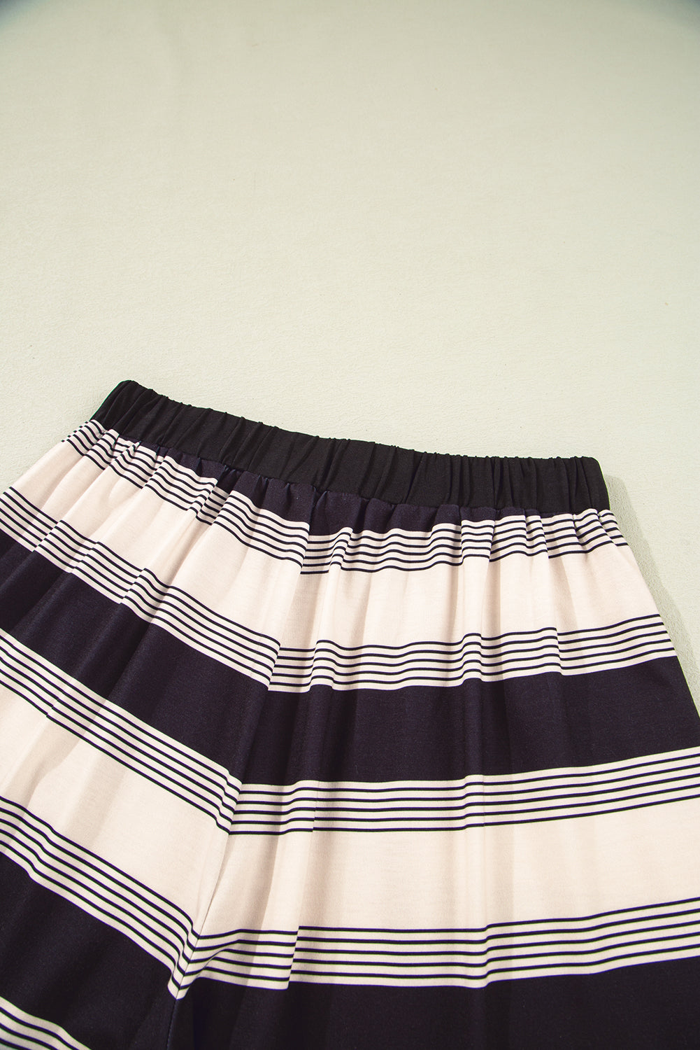 Black Stripe Short Sleeve T Shirt and High Waist Pocketed Shorts Set