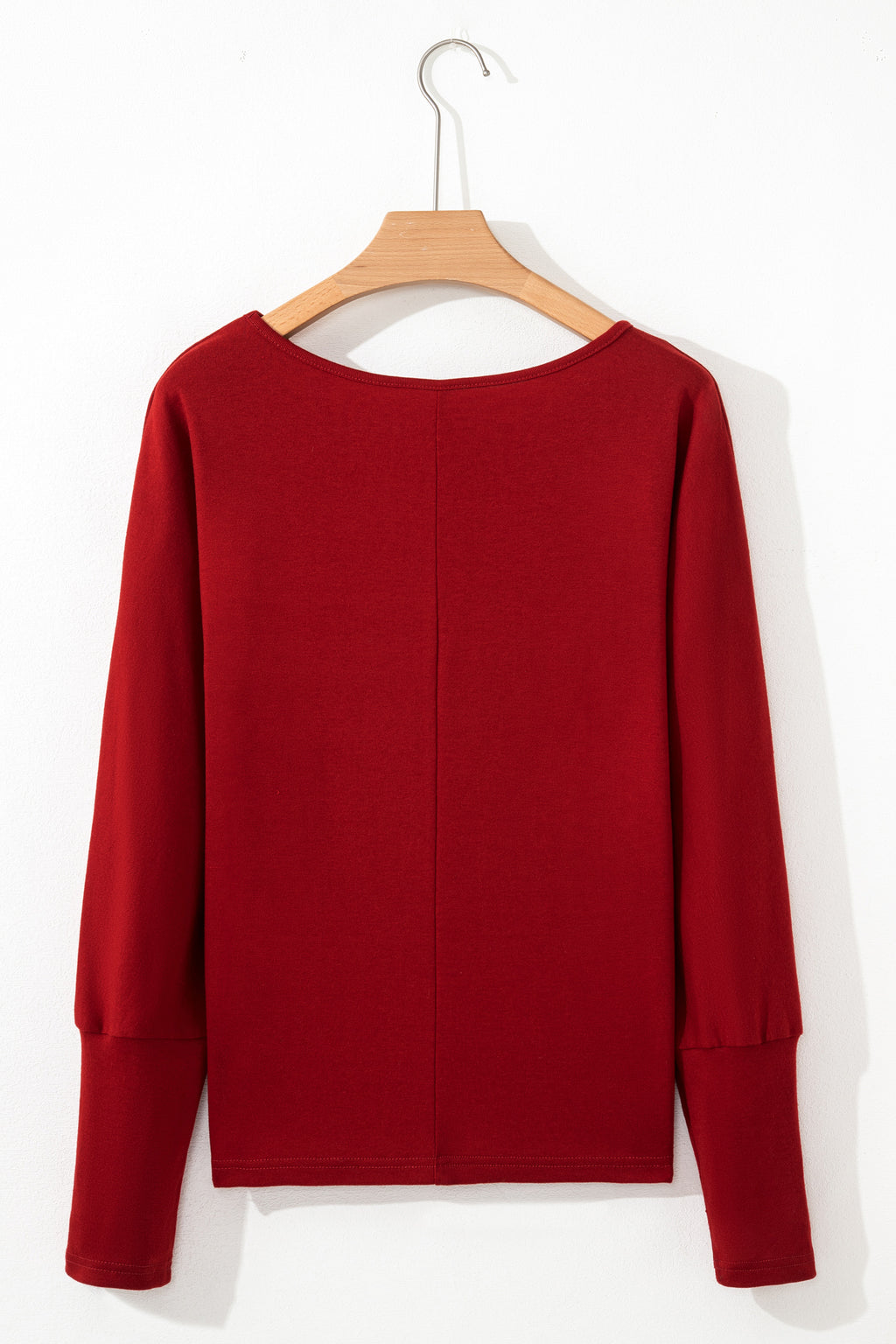 Four Leaf Clover Solid Color Extended Cuffs Long Sleeve Top