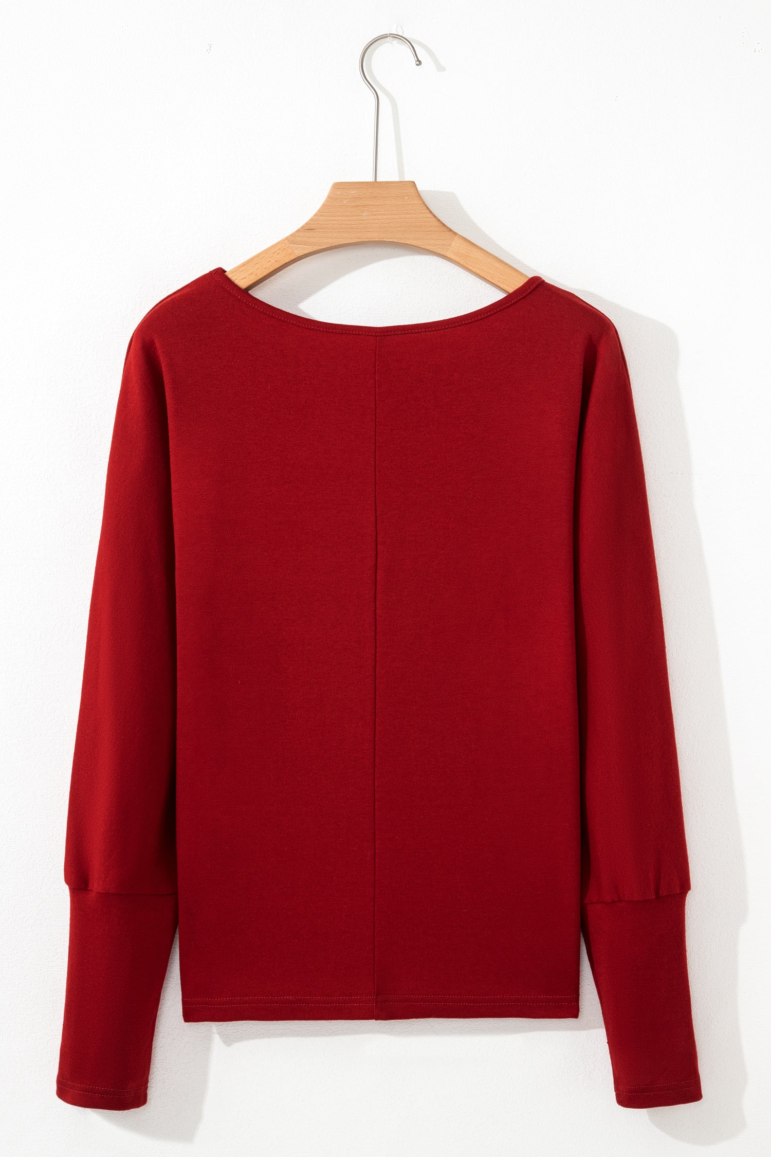 Four Leaf Clover Solid Color Extended Cuffs Long Sleeve Top