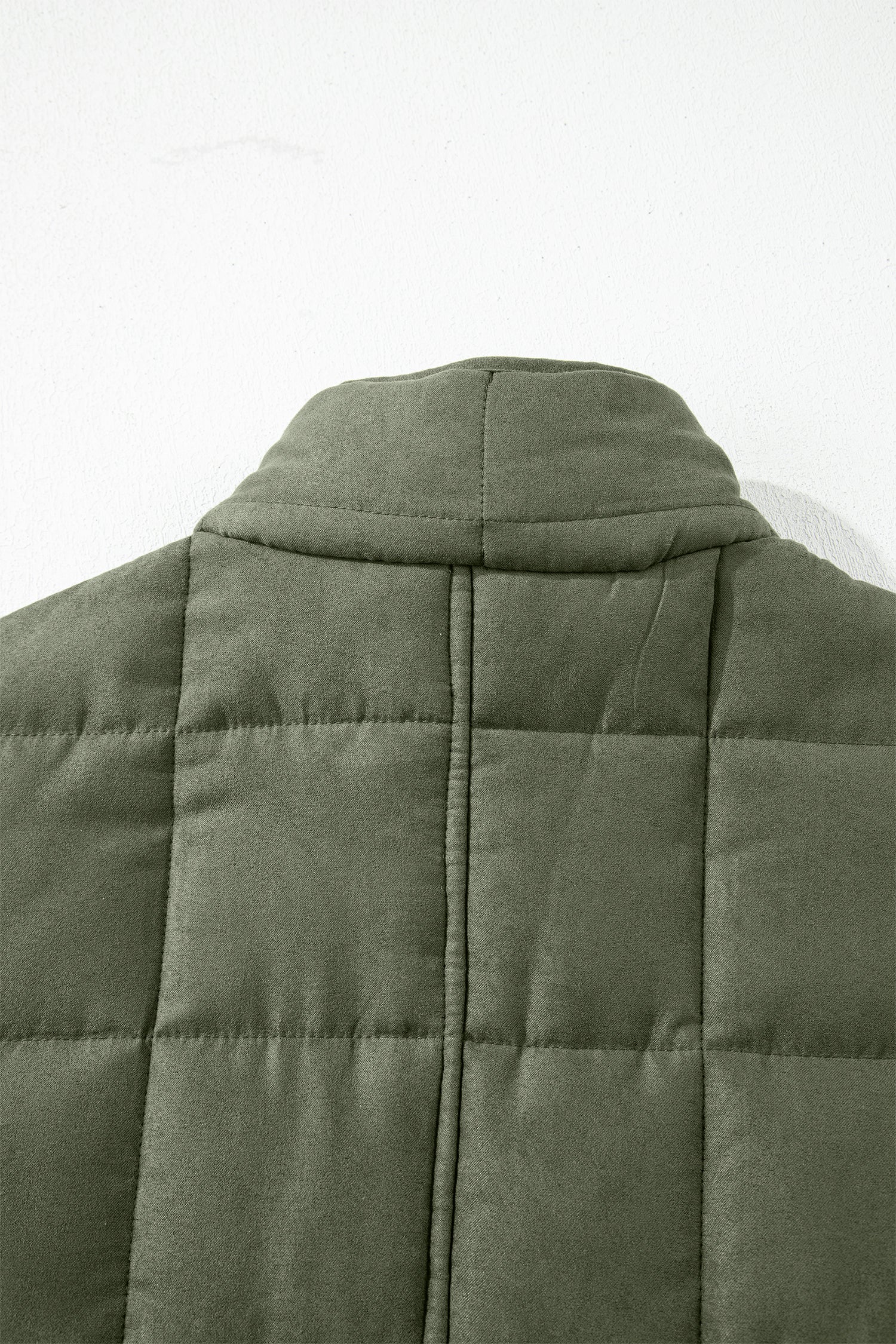 Khaki Zip-Up Pocket Quilted Jacket