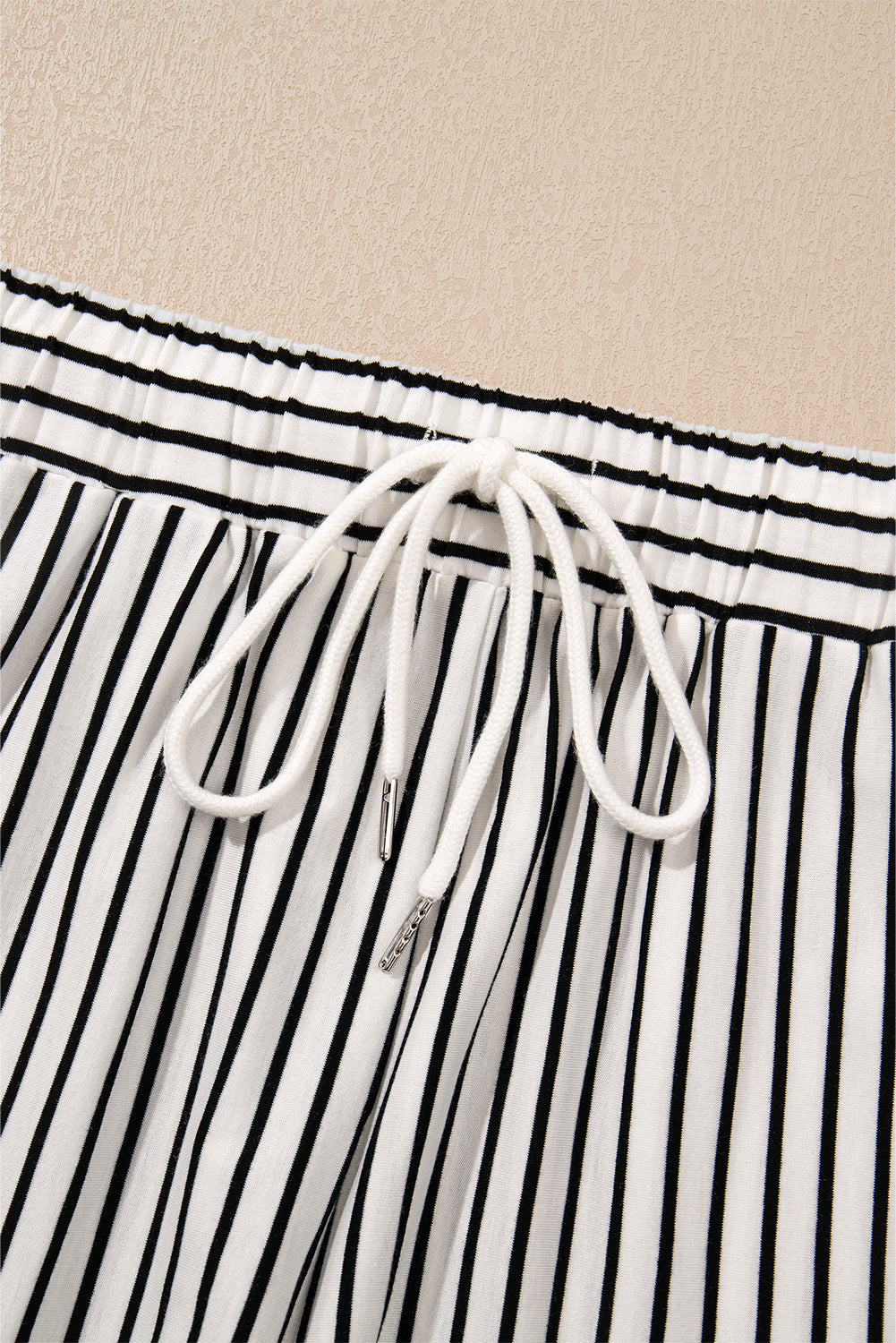Black Stripe V Neck Tee and Casual Short Set