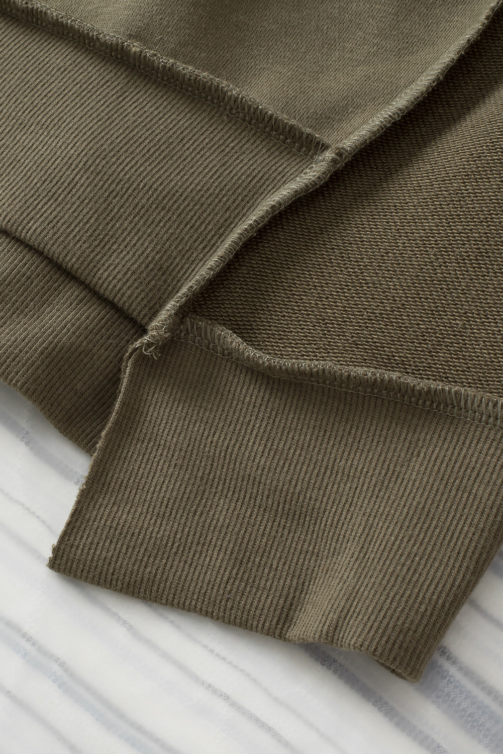 Green Oversized Exposed Seam Henley Sweatshirt