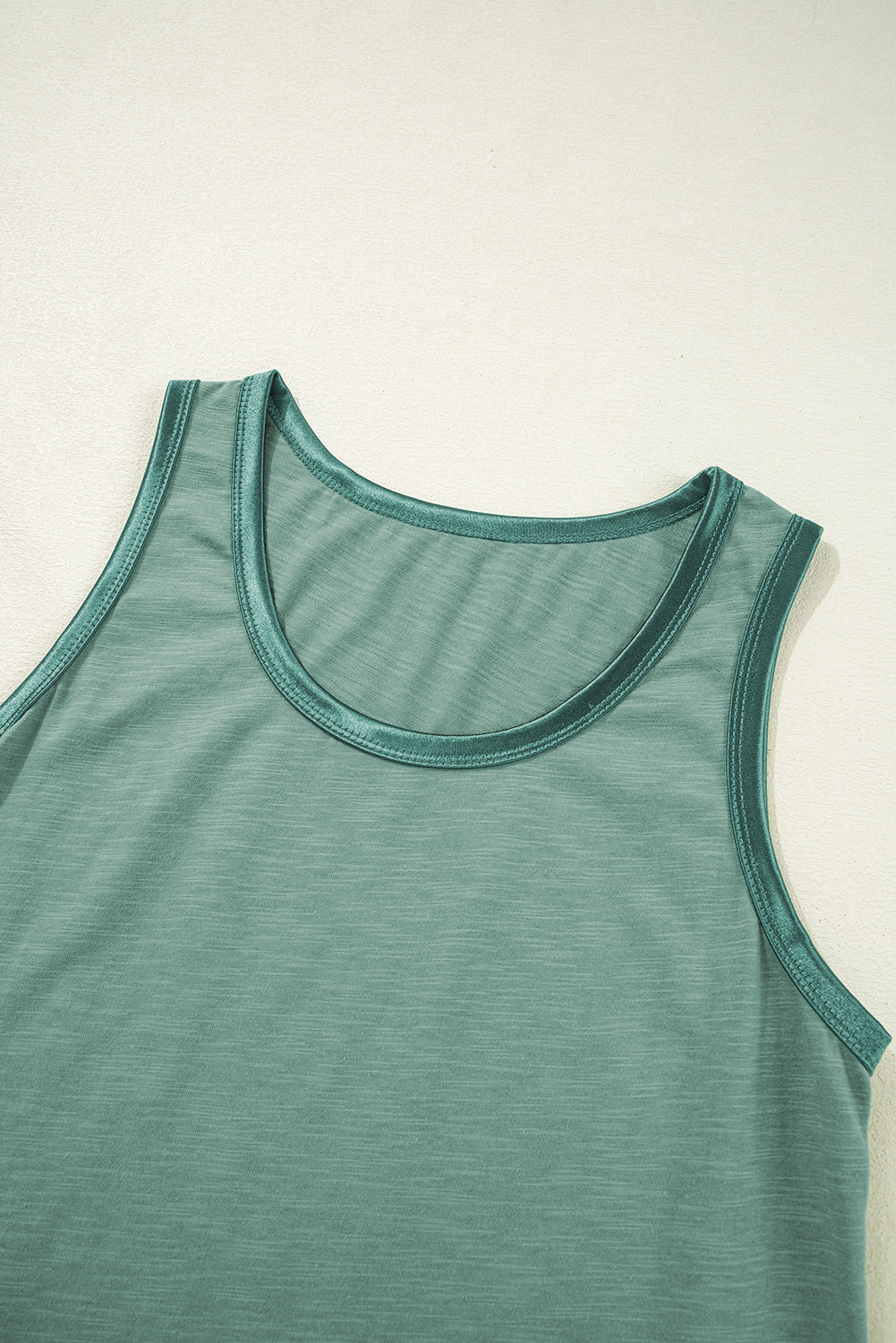 Tan Metallic Sheen Edge Scoop Neck Tank Top