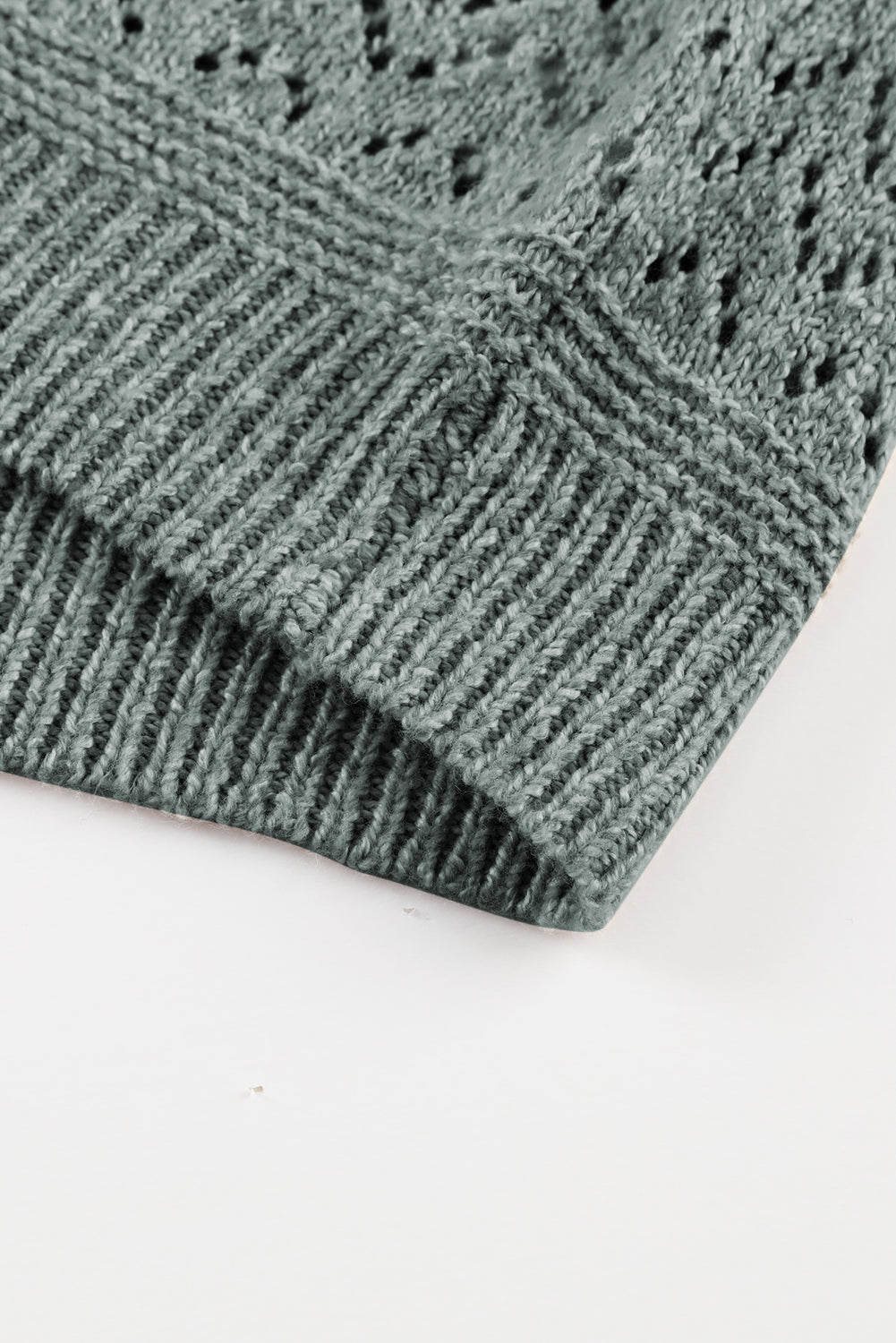 Sky Blue Eyelet Pattern Detail V Neck Drop Shoulder Sweater