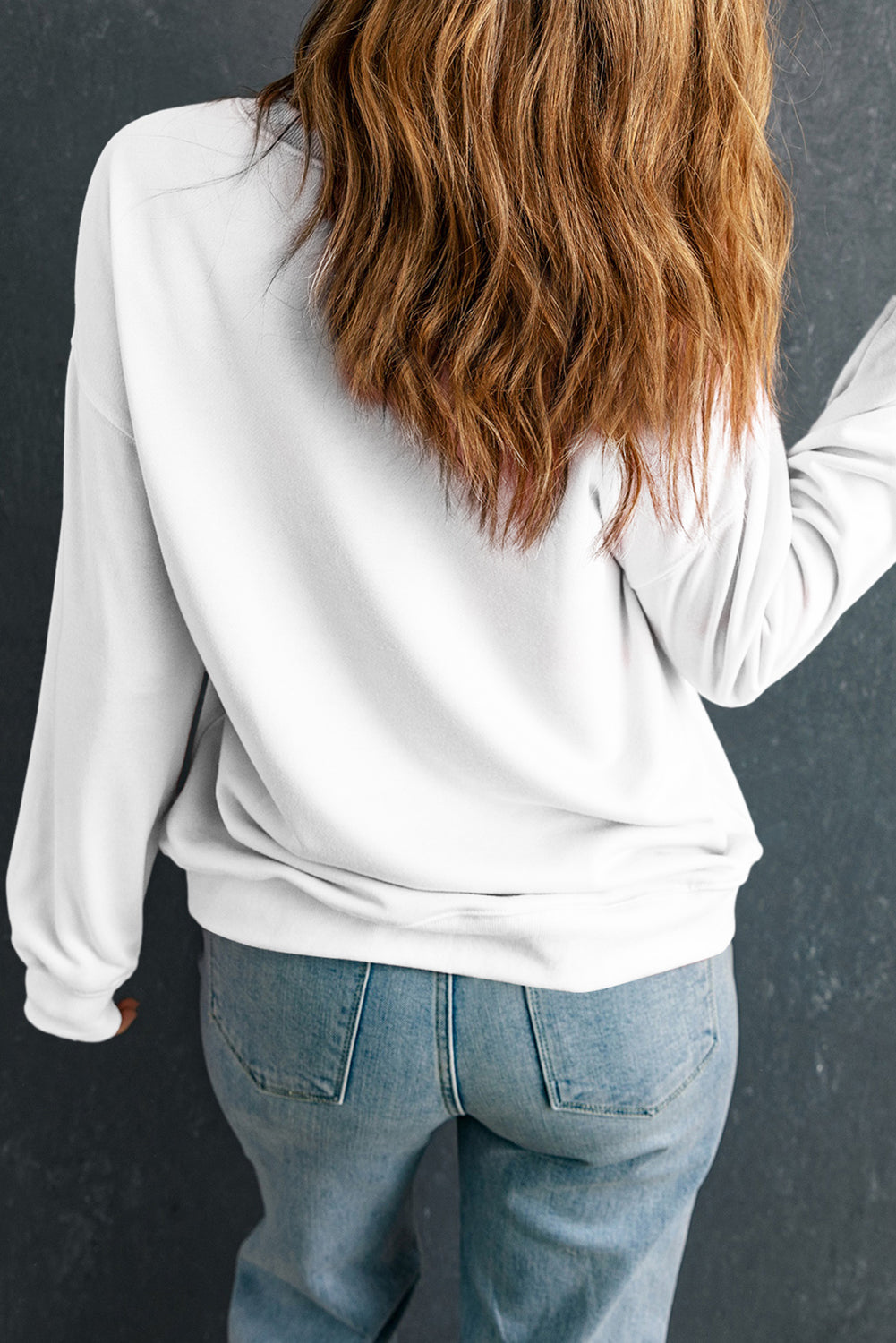 White Colorful Pumpkin Sequin Patched Drop Shoulder Sweatshirt