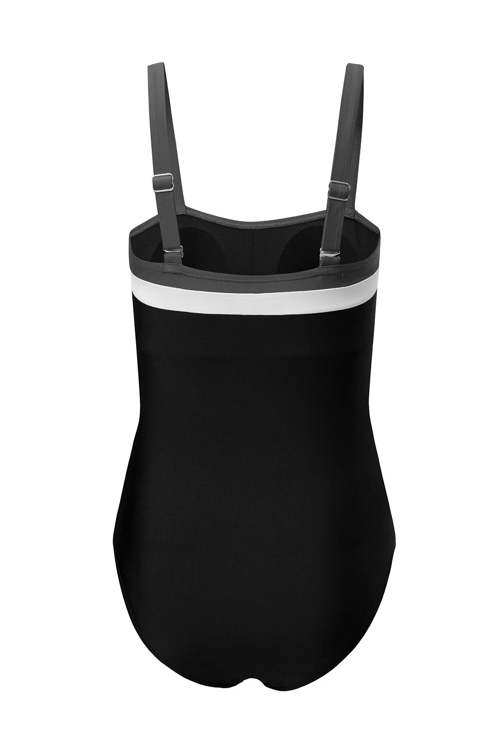 Navy Blue Color Block Detail Adjustable Straps One Piece Swimsuit
