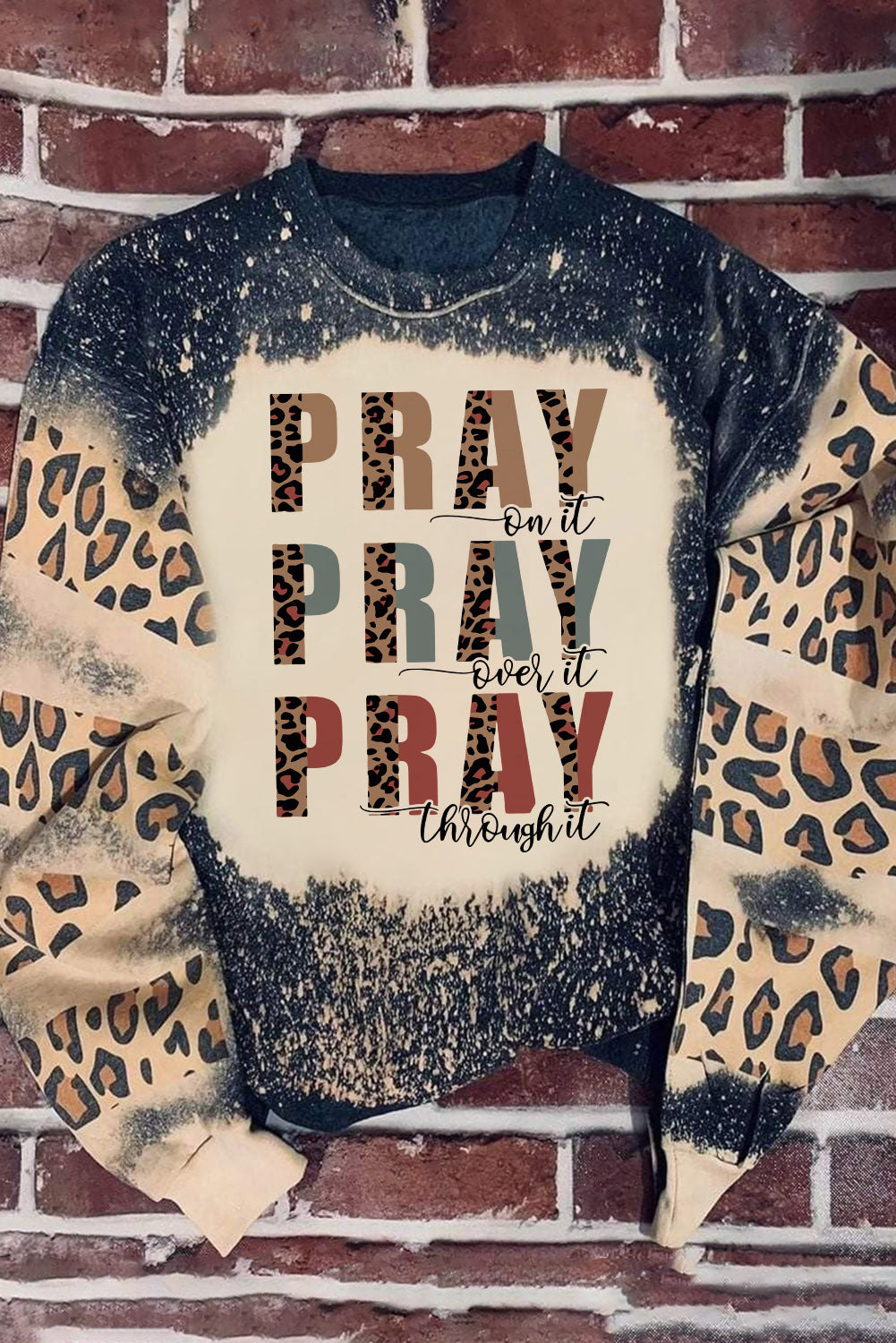 Fiery Red Tie Dye Leopard Drop Shoulder Sweatshirt