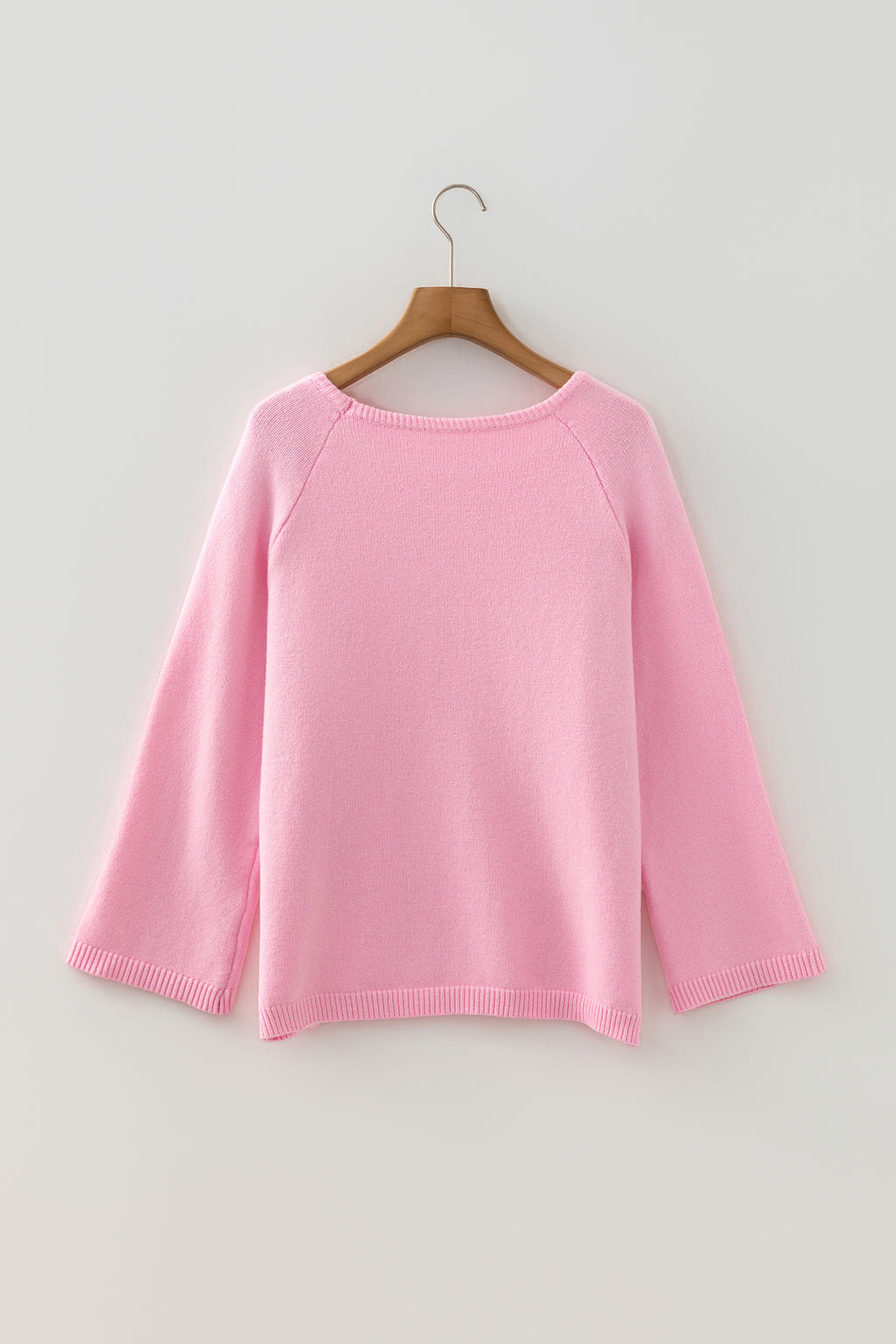 Sky Blue Solid Color Knit Loose Bracelet Sleeve Dolman Sweater