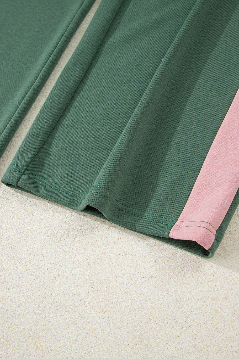 Apricot 2pcs Color Block Pullover Loose Pant Set