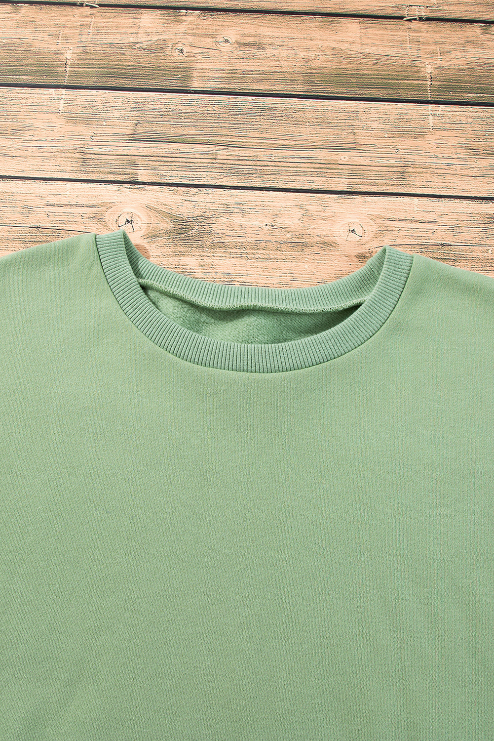 Grass Green Solid Fleece Lined Drop Shoulder High Low Sweatshirt
