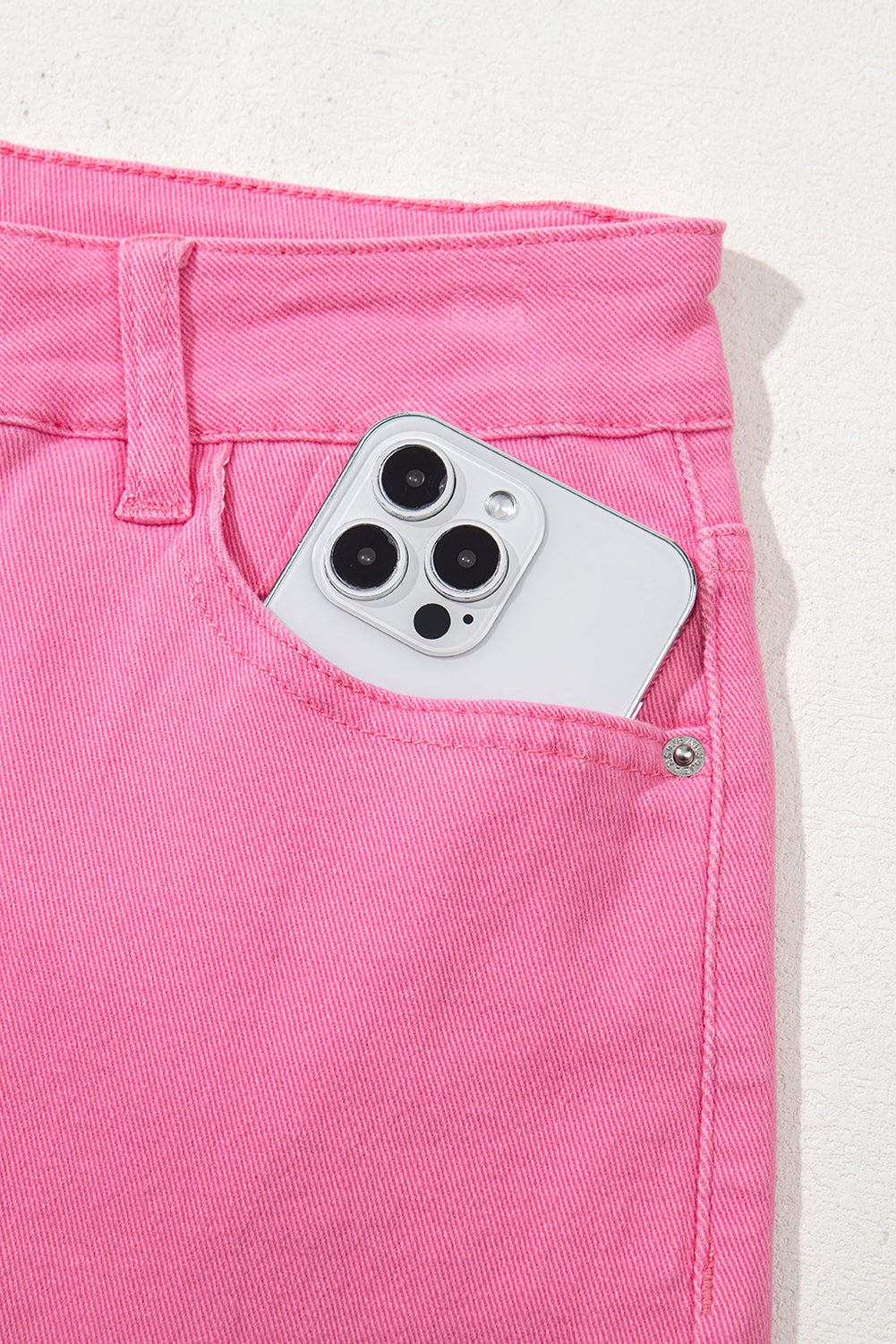 Pink Star Shape Patchwork Mid Waist Straight Leg Jeans