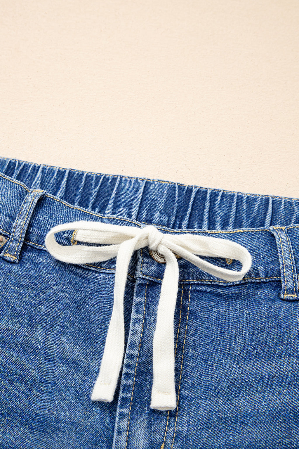 Blue Acid Wash Contrast Lace-up Plus Size Jeans