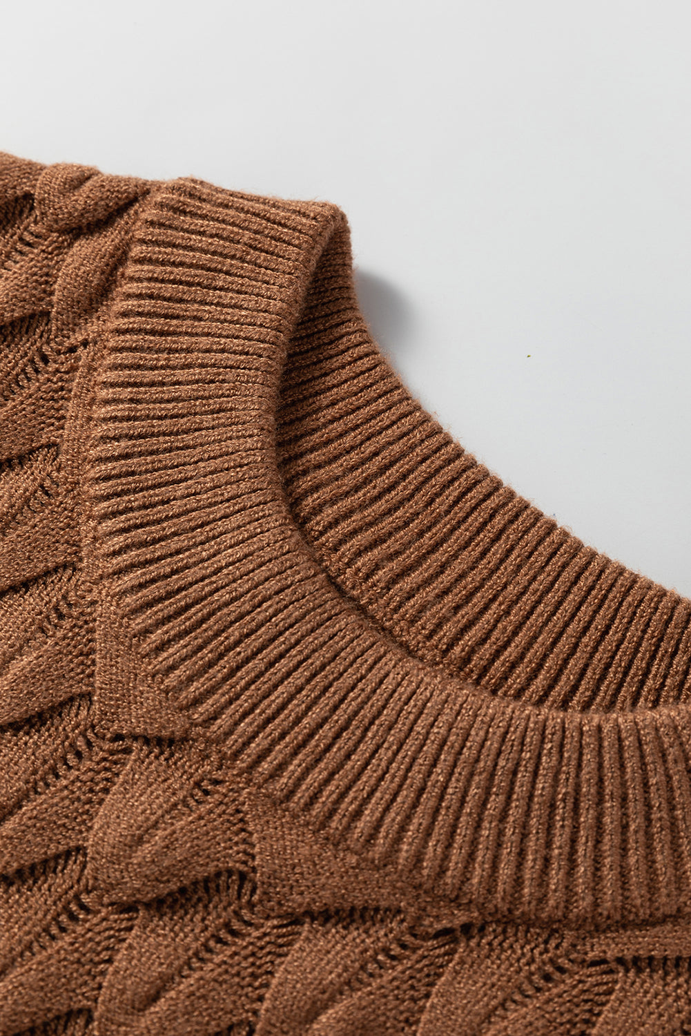 Straw Yellow Fish Scale Textured Knit Ribbed Crew Neck Short Sleeve Sweater