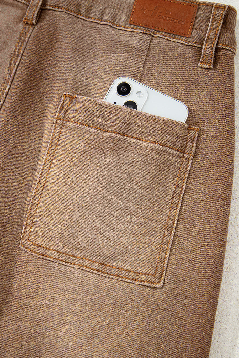 Brown Mimimalist Patch Pocket Womens Shift Jeans
