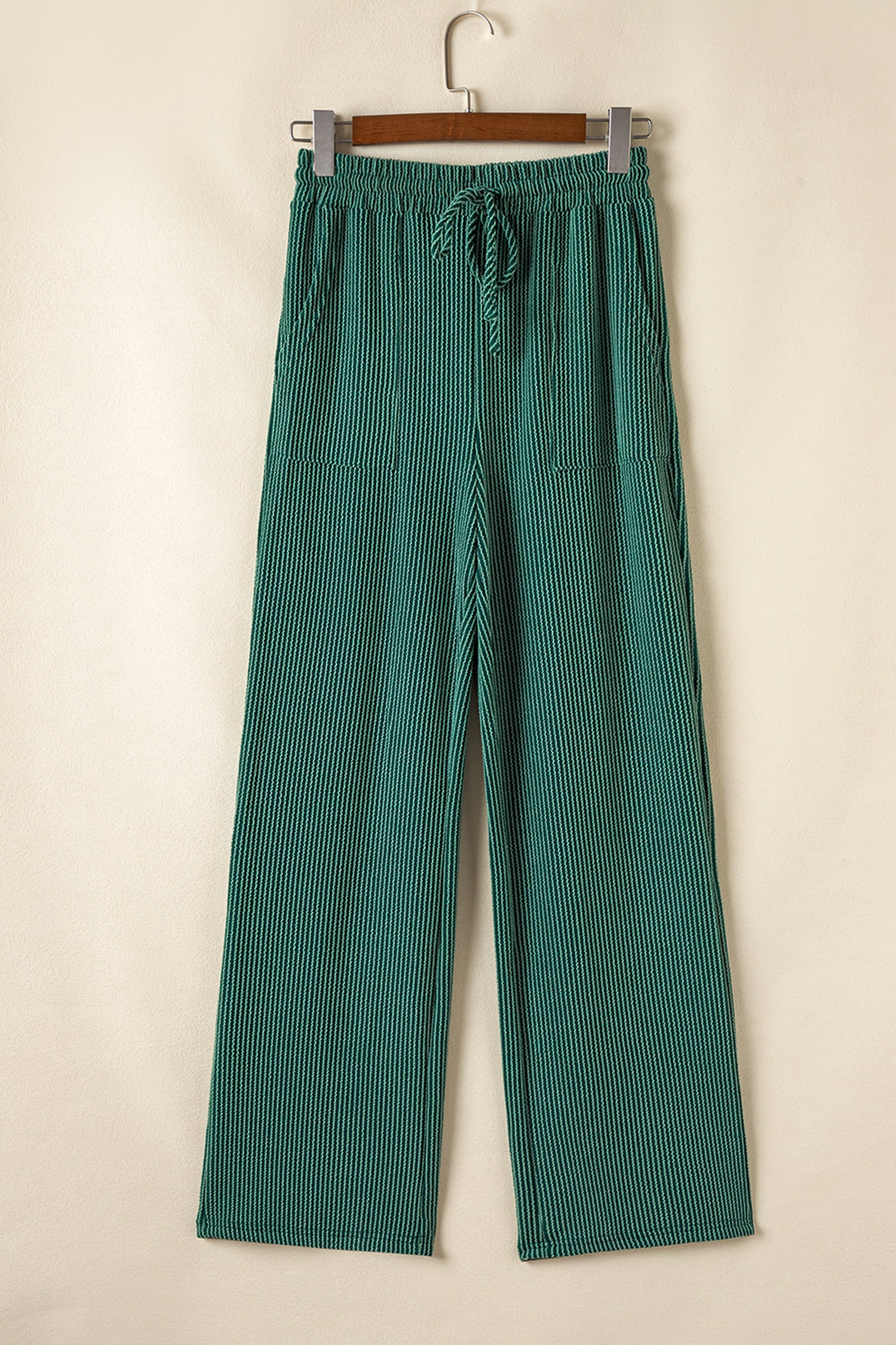 Black MERRY Corded Long Sleeve Top and Pockets Pants Set
