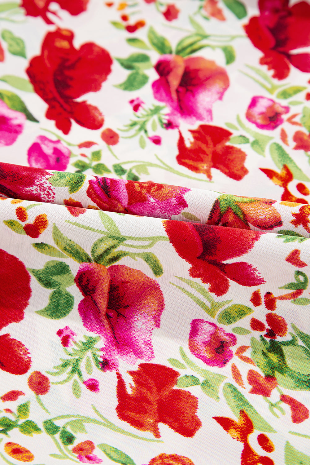 Red Floral Print Striped Patchwork Collared Short Sleeve Blouse