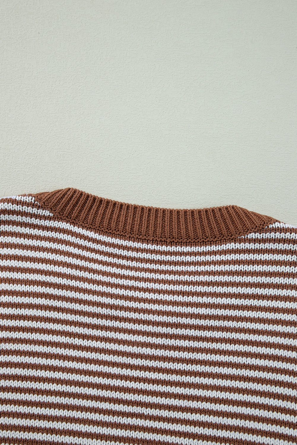 Gray Stripe Geometric Textured Drop Shoulder Sweater
