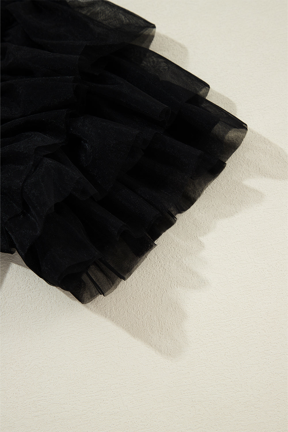 Dark Green Tulle Ruffle Sleeve Blouse