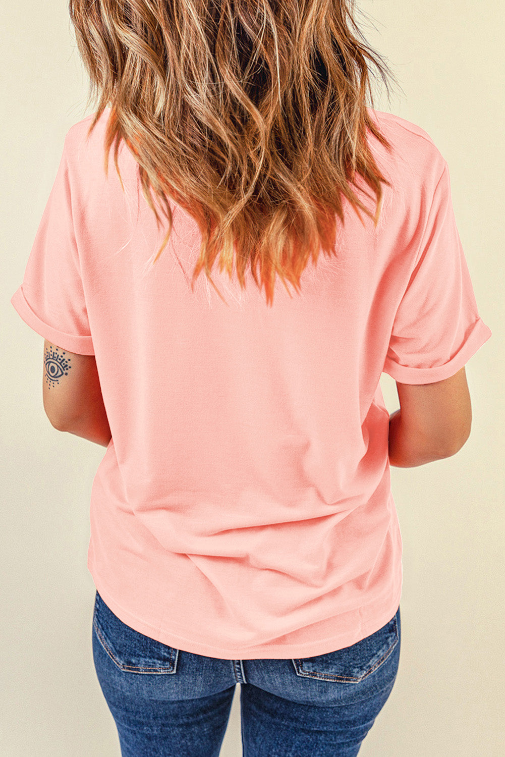 Pink MERRY & bright Checkered Letter Graphic Christmas Tee