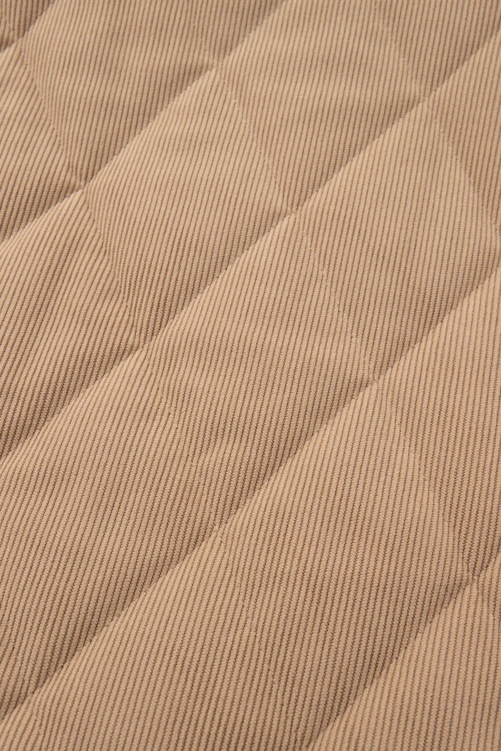 Camel Plus Size Quilted Cord Snap Button Vest Jacket