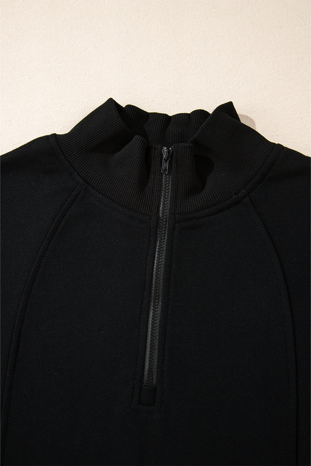 Fushia Zipped Neck Pullover Drop Shoulder Sweatshirt