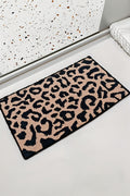 Light French Beige Leopard Faux Cashmere Wool Spinning Entrance Mat