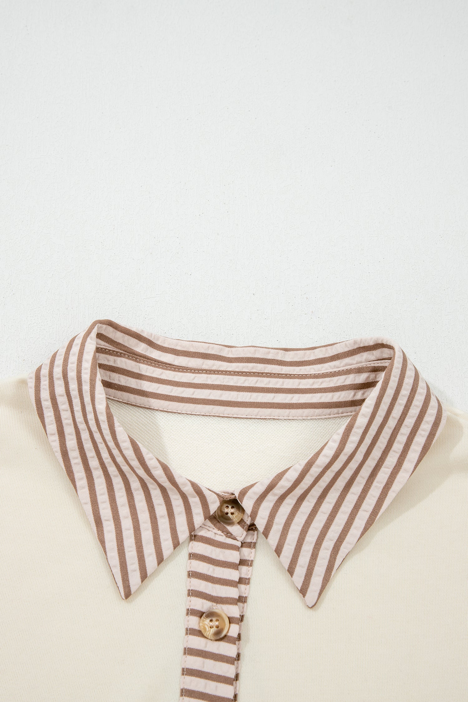 Gray Stripe Half Button Gauze Patchwork Bracelet Sleeve Babydoll Blouse