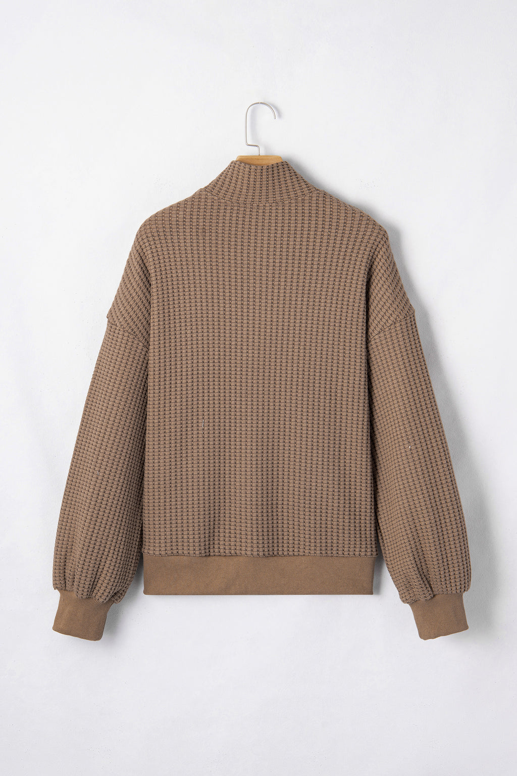Light Pink Solid Color Textured Snap Button Collared Baggy Top