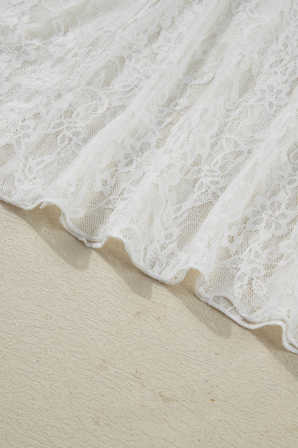 White Sheer Floral Lace Flowy Maxi Skirt