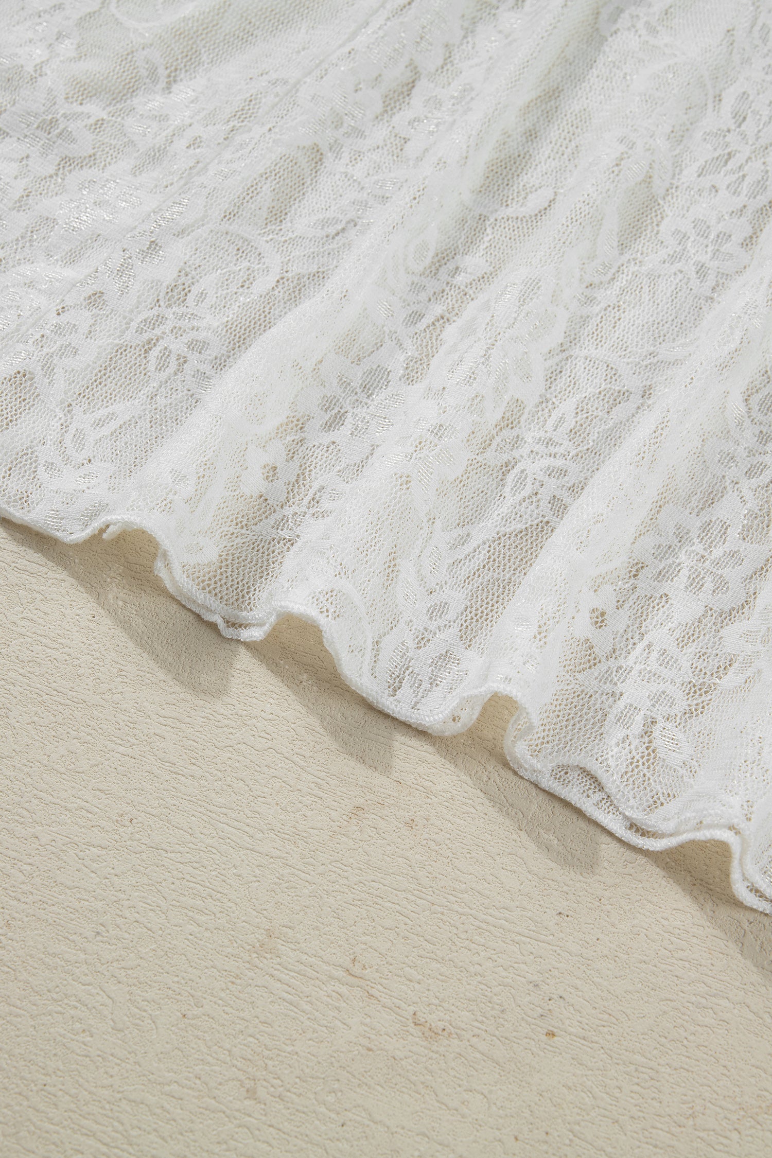 White Sheer Floral Lace Flowy Maxi Skirt