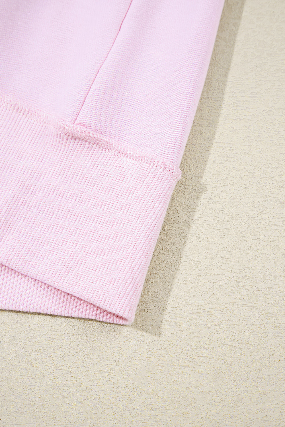 Pink Exposed Seam Color Block Striped Patchwork Loose Henley Sweatshirt